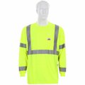 Mcr Safety Garments, LS Tshirt, CL3, Birdseye, Lime X3 LSTSCL3MLX3